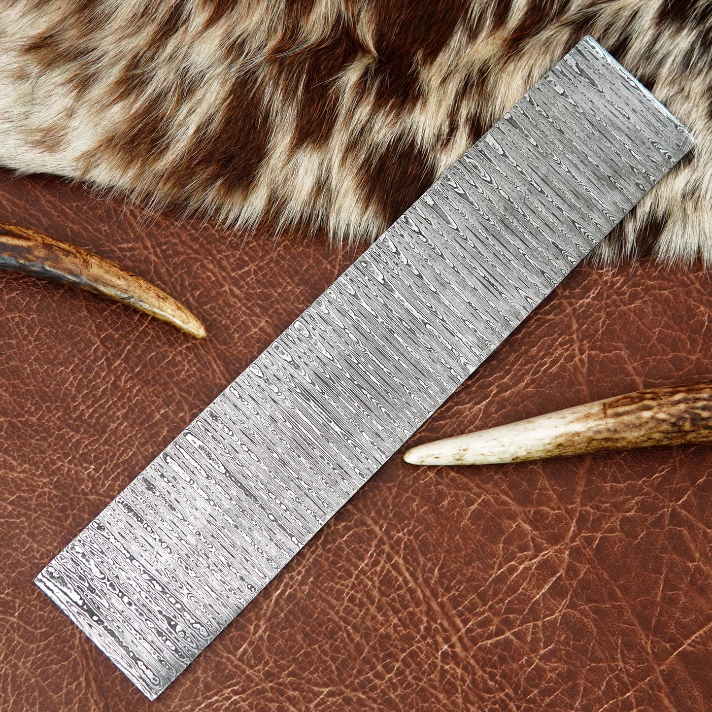 Damascus Steel Billet – Ladder Pattern | 156 Layer Hand Forged Annealed Knife Making Steel NABT03