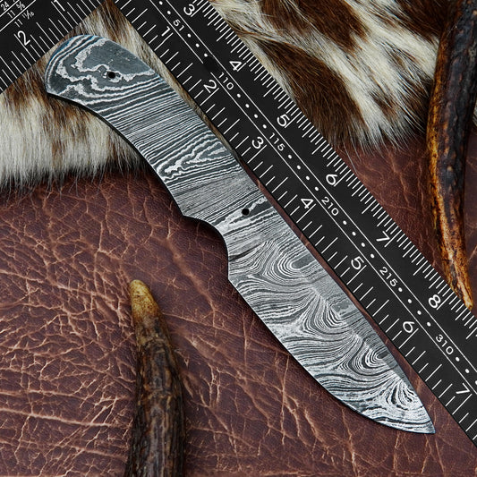 Damascus Steel Skinner Knife Blank 7” – Hand Forged Full Tang Blade NABB03