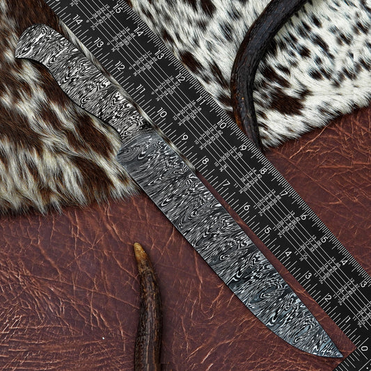 Damascus Steel Chef Knife Blank 14.5” – Hand Forged Full Tang Blade NABB11