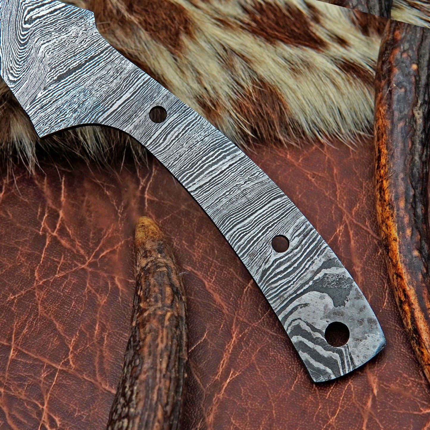 Damascus Steel Skinner Knife Blank 8” – Hand Forged Full Tang Blade NABB02