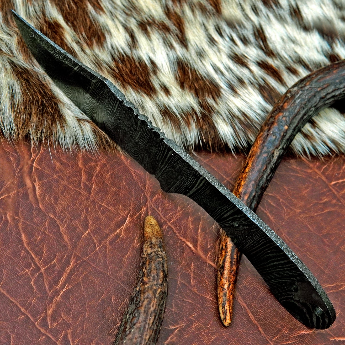 Damascus Steel Hunting Knife Blank 9” – Hand Forged Full Tang Blade NABB04