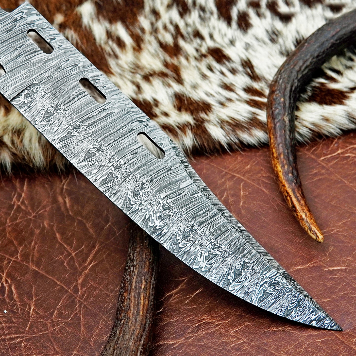 Damascus Steel Bowie Knife Blank 12.5” – Hand Forged Full Tang Blade NABB08