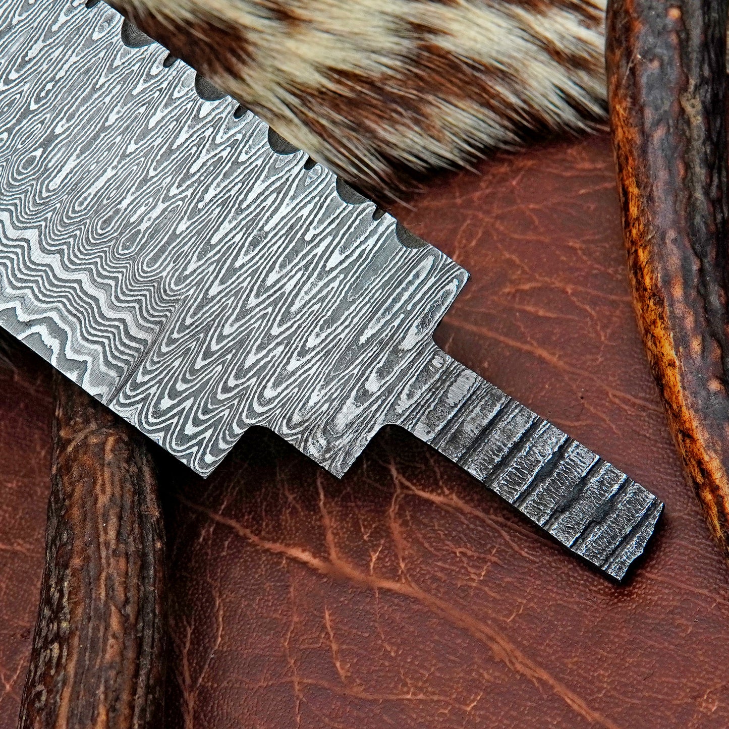 Damascus Steel Bowie Knife Blank 13” – Hand Forged Full Tang Blade NABB12