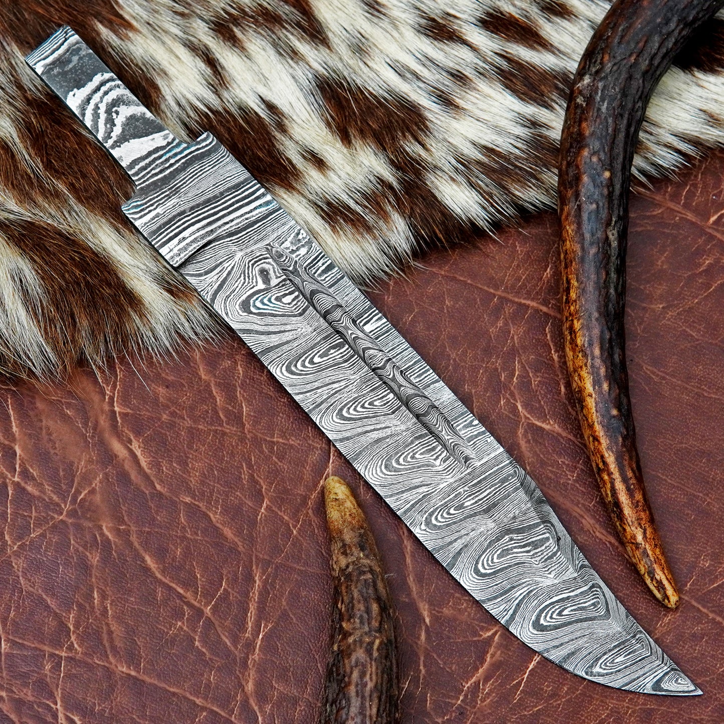 Damascus Steel Bowie Knife Blank 9.5” – Hand Forged Full Tang Blade NABB06
