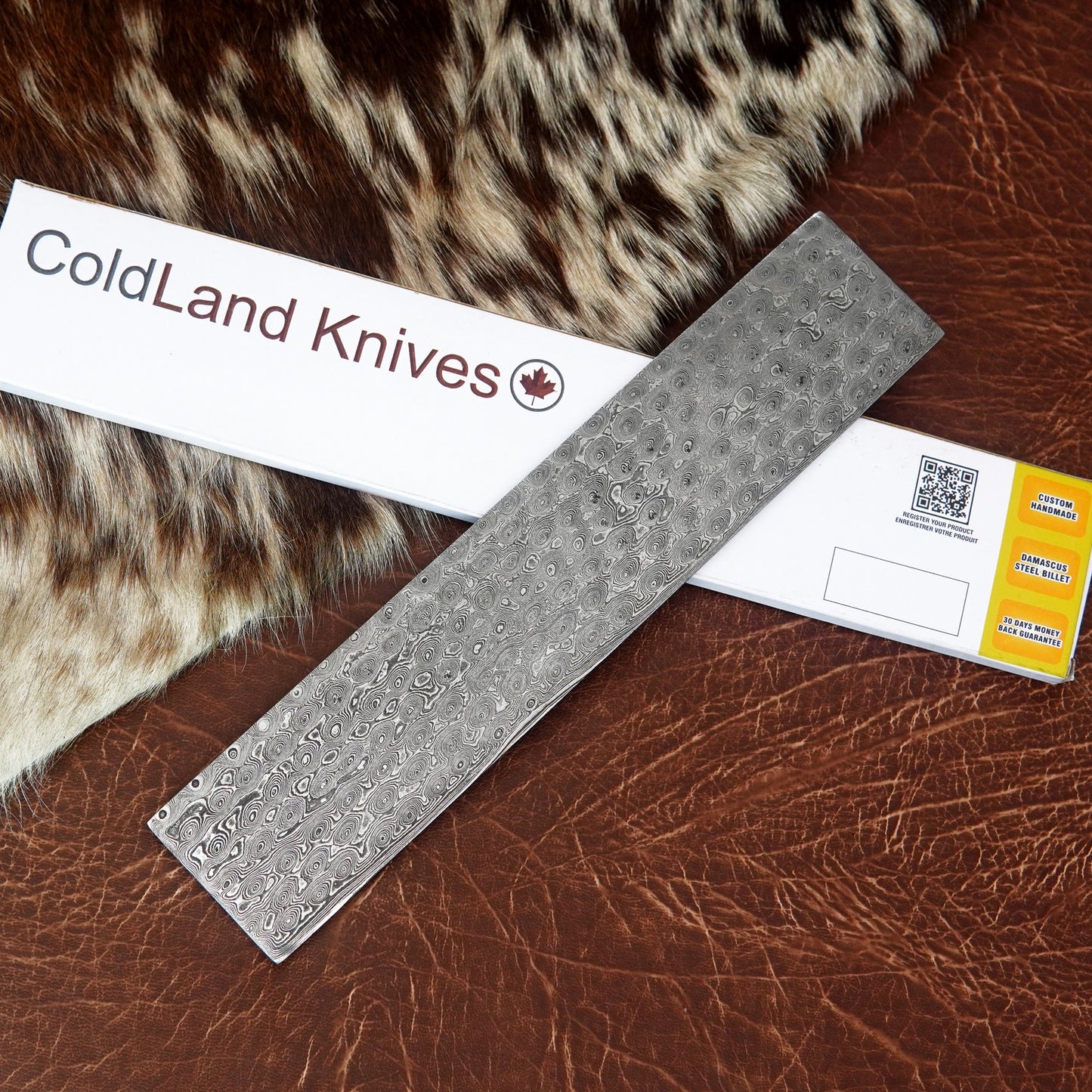 Damascus Steel Billet – Rain Drop Pattern | 156 Layer Hand Forged Annealed Knife Making Steel NABT04
