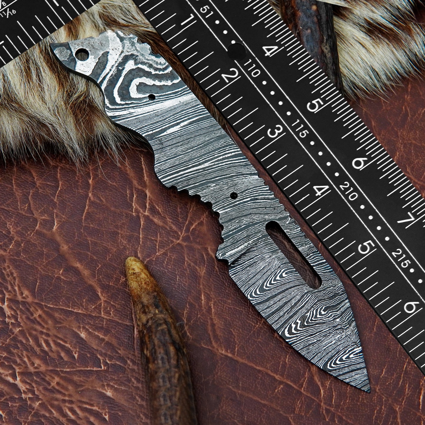 Damascus Steel Skinner Knife Blank 6.5” – Hand Forged Full Tang Blade NABB01