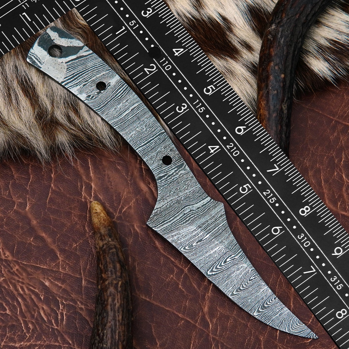 Damascus Steel Skinner Knife Blank 8” – Hand Forged Full Tang Blade NABB02