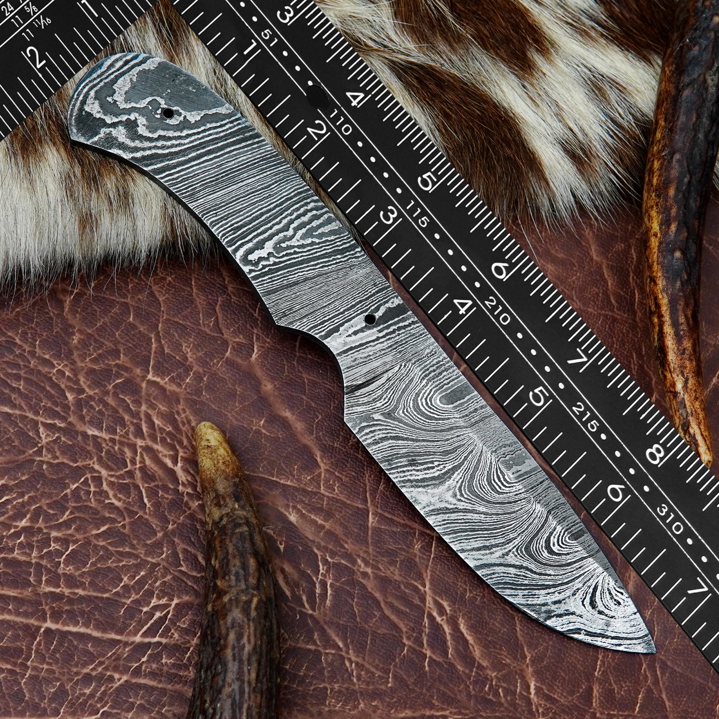 Damascus Steel Skinner Knife Blank 7” – Hand Forged Full Tang Blade NABB03