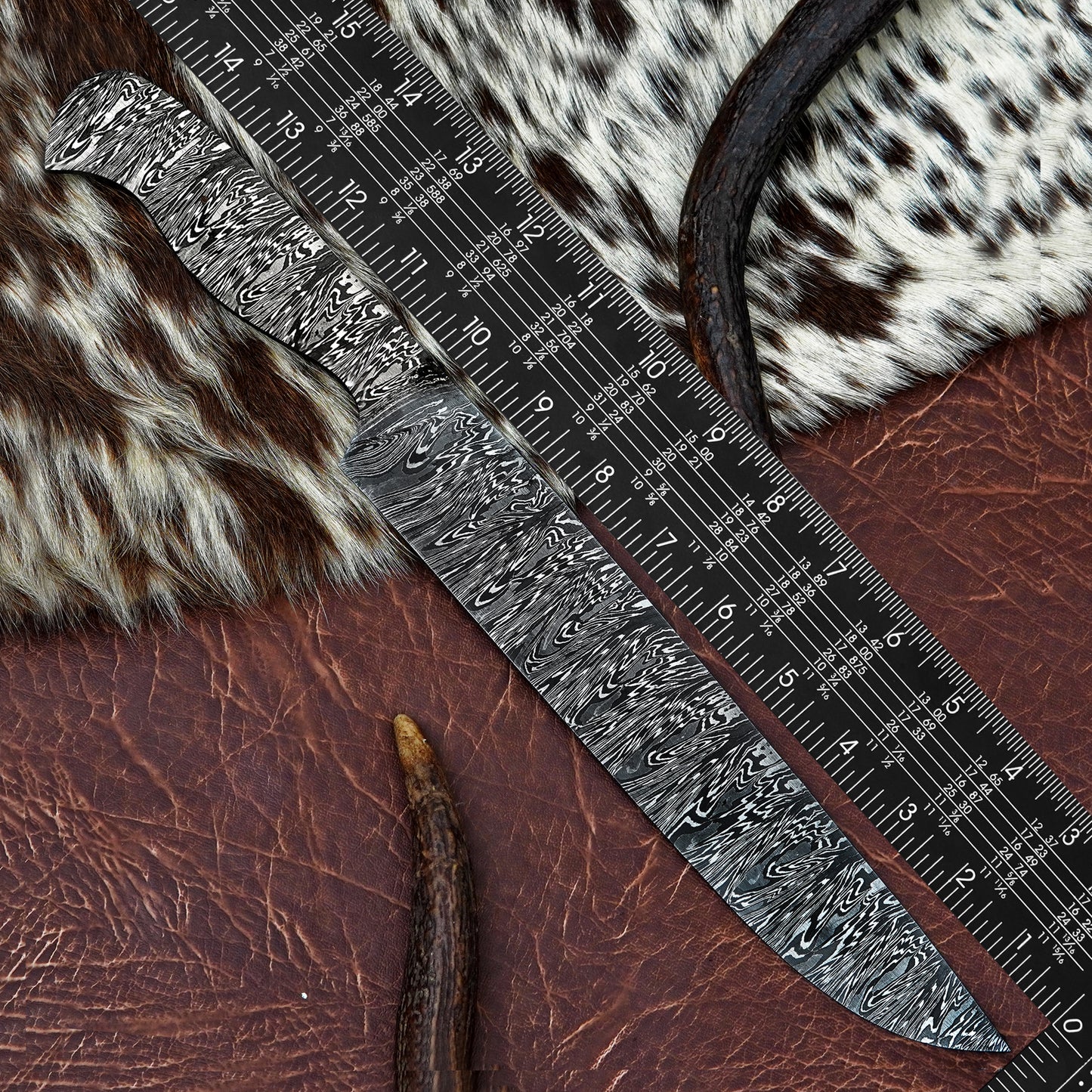 Damascus Steel Chef Knife Blank 14.5” – Hand Forged Full Tang Blade NABB11