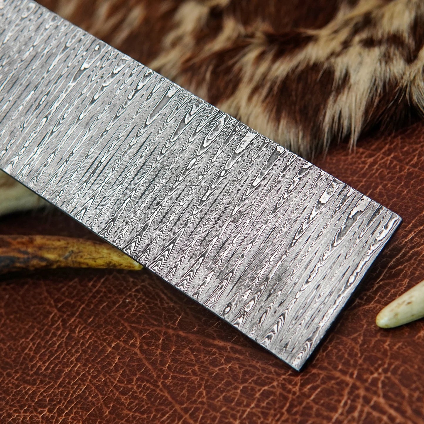 Damascus Steel Billet – Ladder Pattern | 156 Layer Hand Forged Annealed Knife Making Steel NABT03