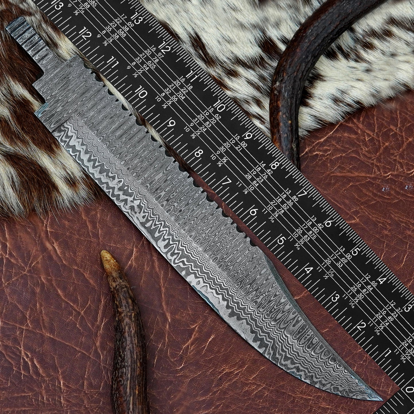 Damascus Steel Bowie Knife Blank 13” – Hand Forged Full Tang Blade NABB12