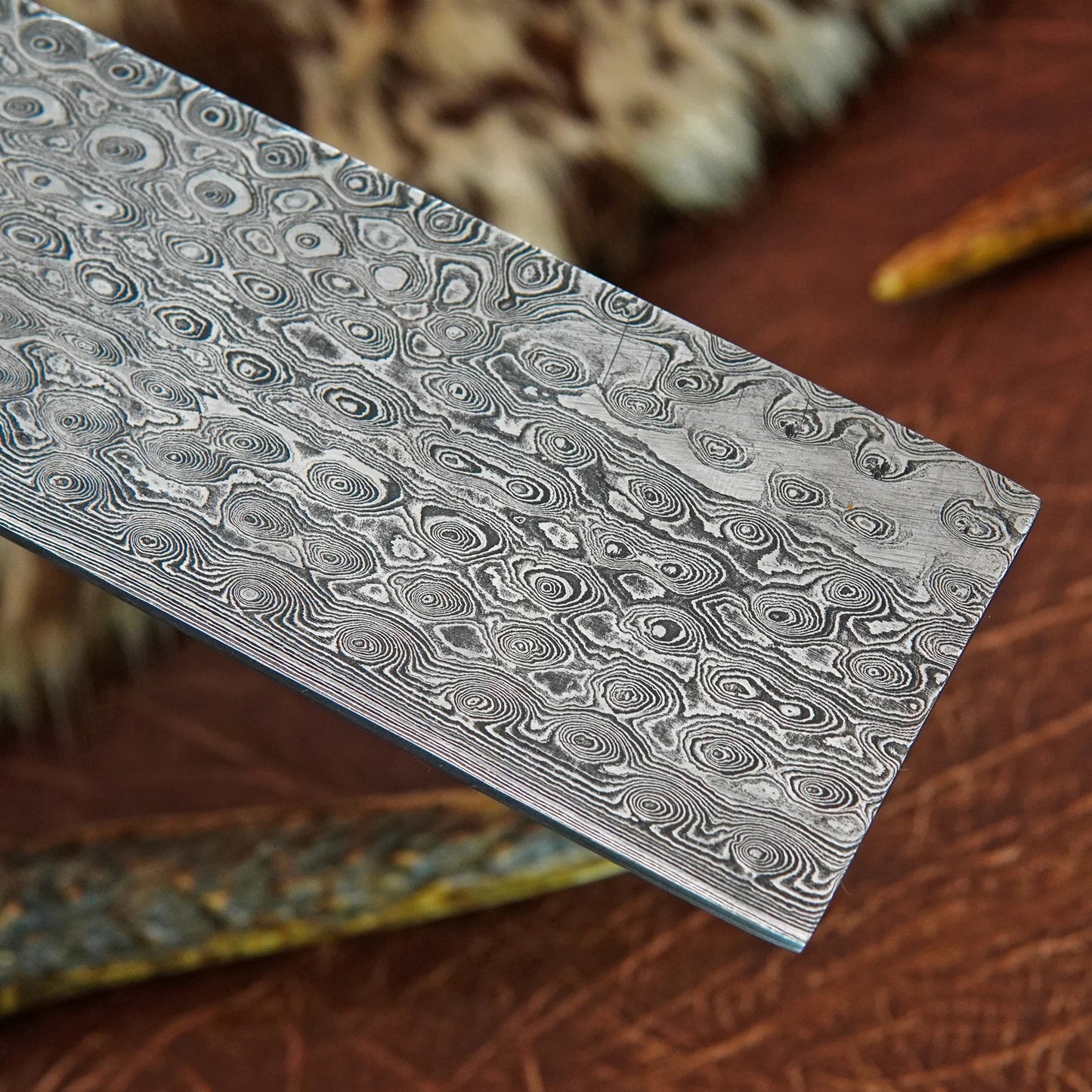 Damascus Steel Billet – Rain Drop Pattern | 156 Layer Hand Forged Annealed Knife Making Steel NABT04