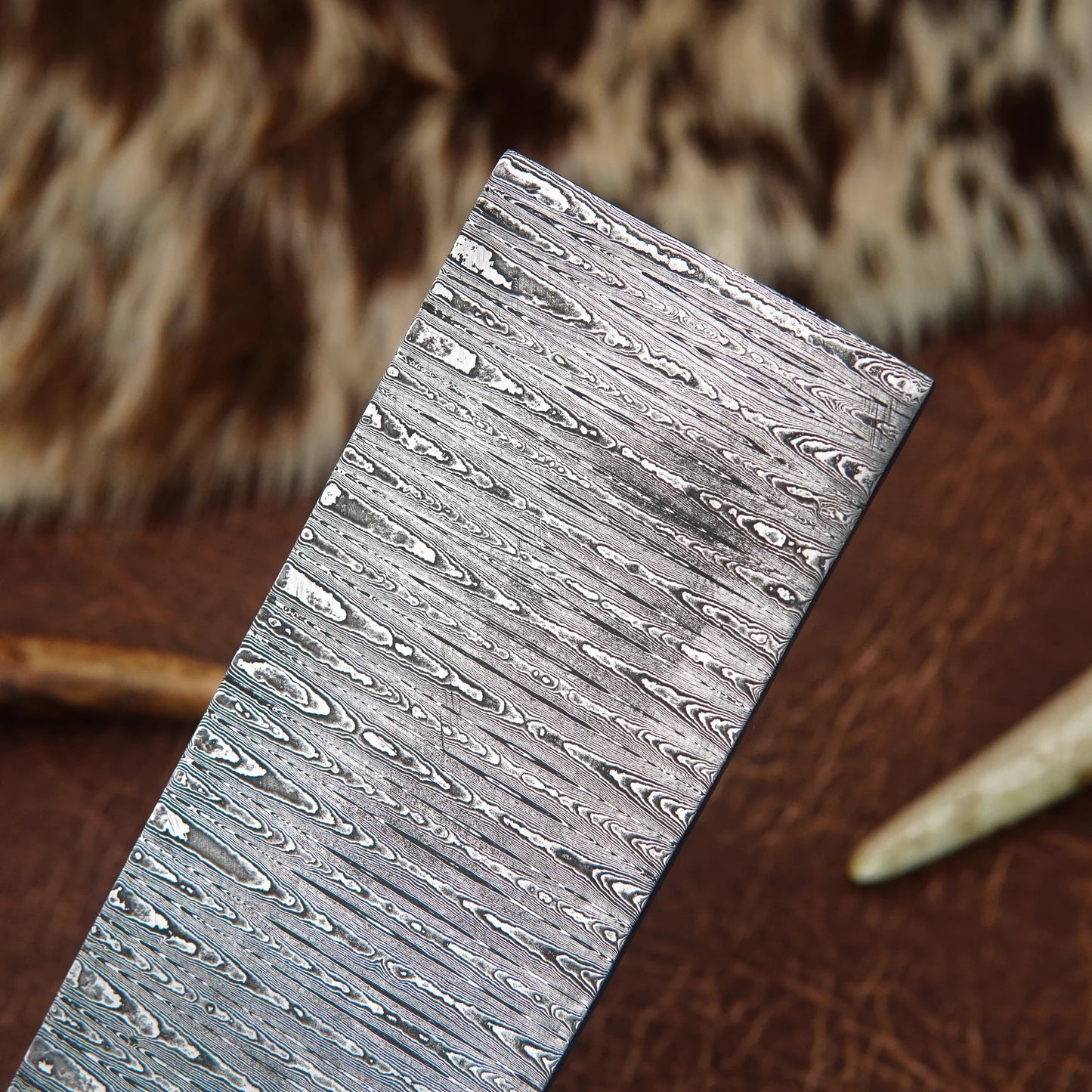 Damascus Steel Billet – Ladder Pattern | 156 Layer Hand Forged Annealed Knife Making Steel NABT03