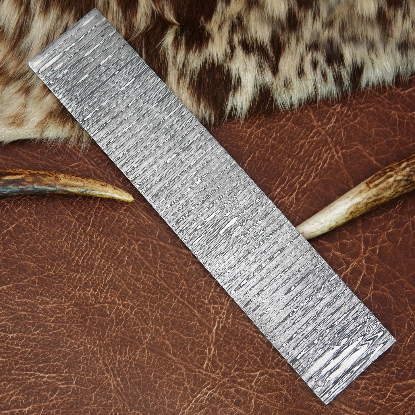 Damascus Steel Billet – Ladder Pattern | 156 Layer Hand Forged Annealed Knife Making Steel NABT03