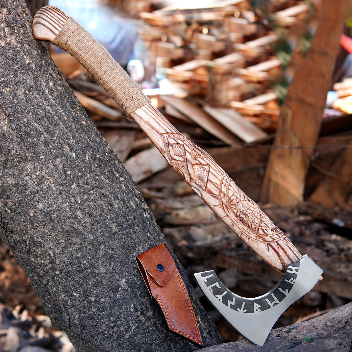 1095 Carbon Steel Hand Forged Camping Axe Hunting Bushcraft Survival Axe ARSAXE15b