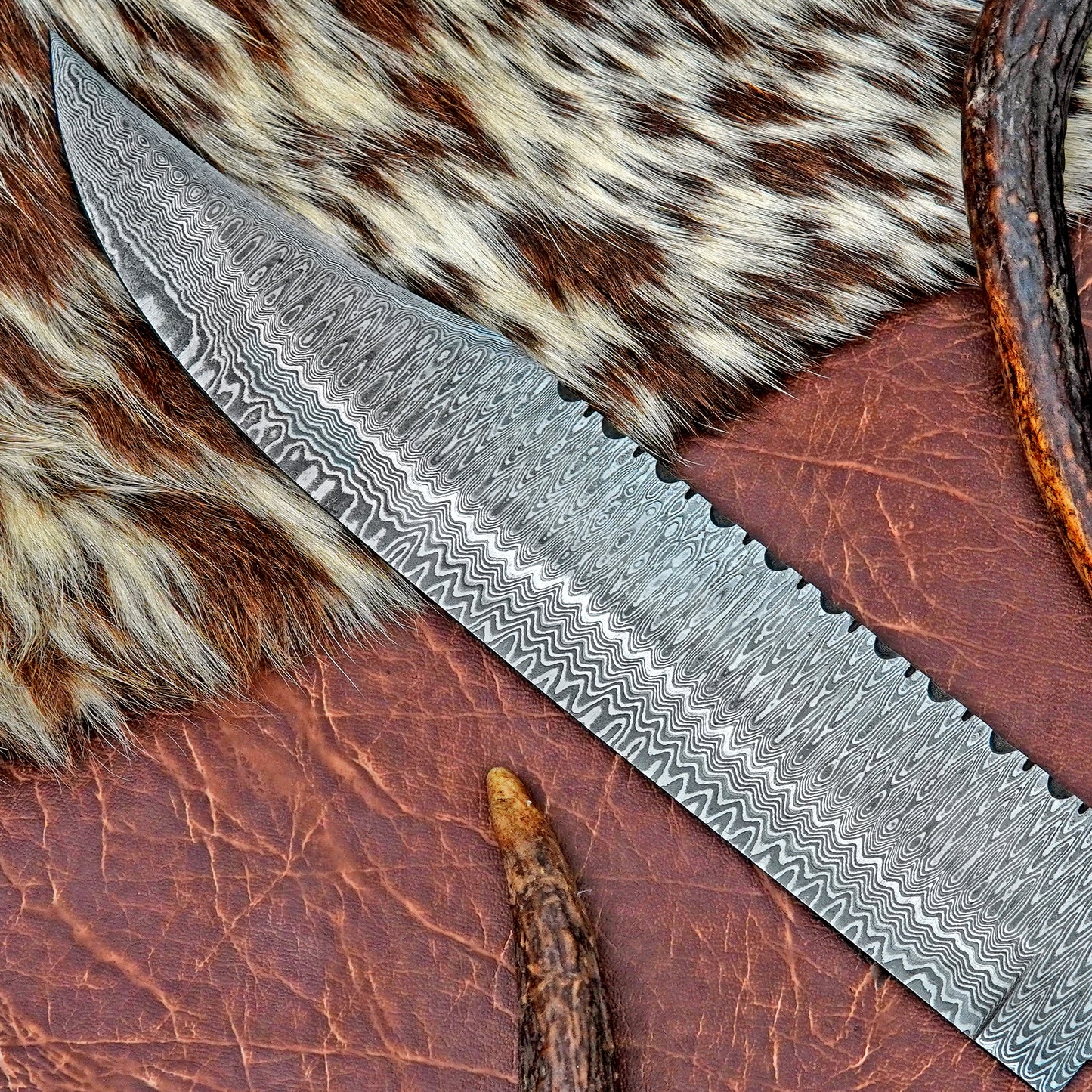 Damascus Steel Bowie Knife Blank 13” – Hand Forged Full Tang Blade NABB12
