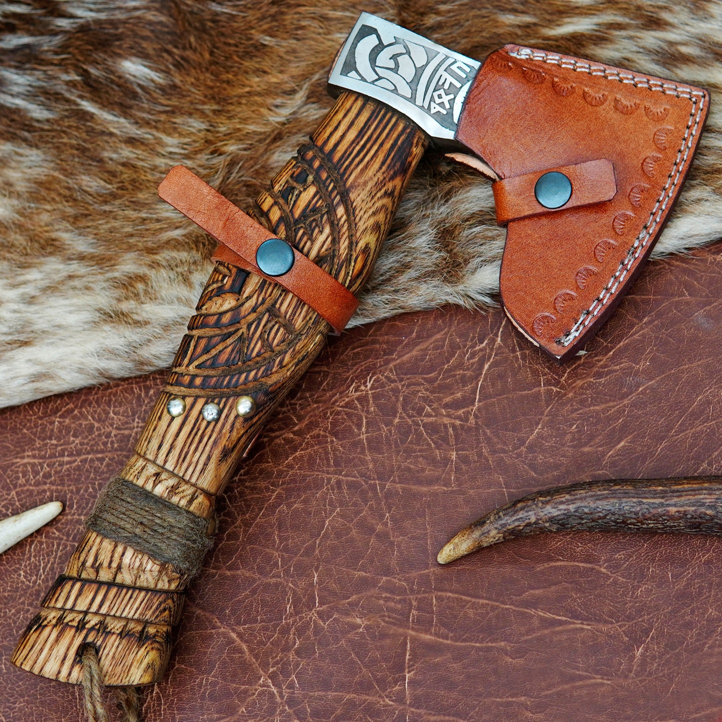 Carbon Steel Outdoor Axe 13” – Custom Camping Axe, Viking Axe, Nordic Axe KHAXE07