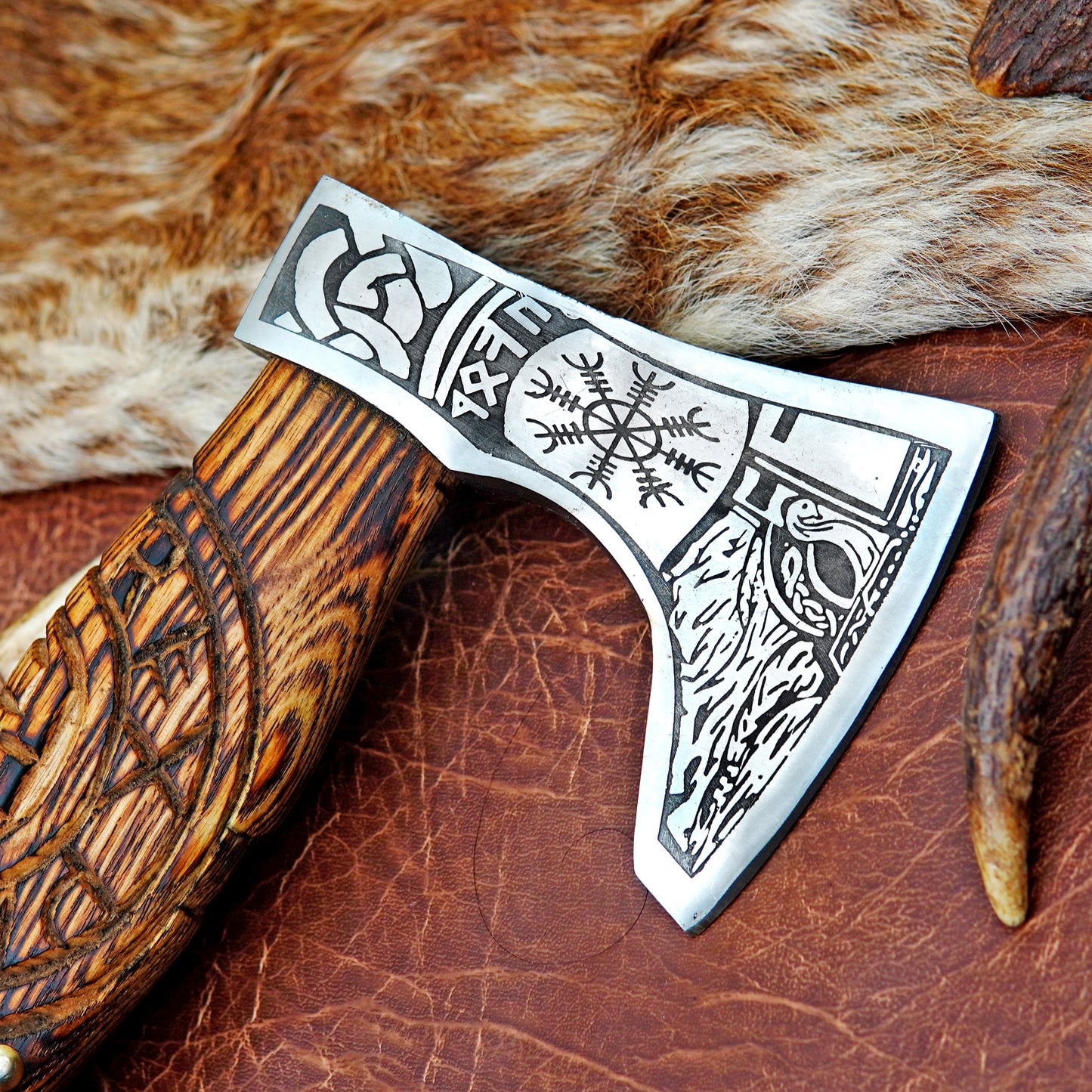 Carbon Steel Outdoor Axe 13” – Custom Camping Axe, Viking Axe, Nordic Axe KHAXE07