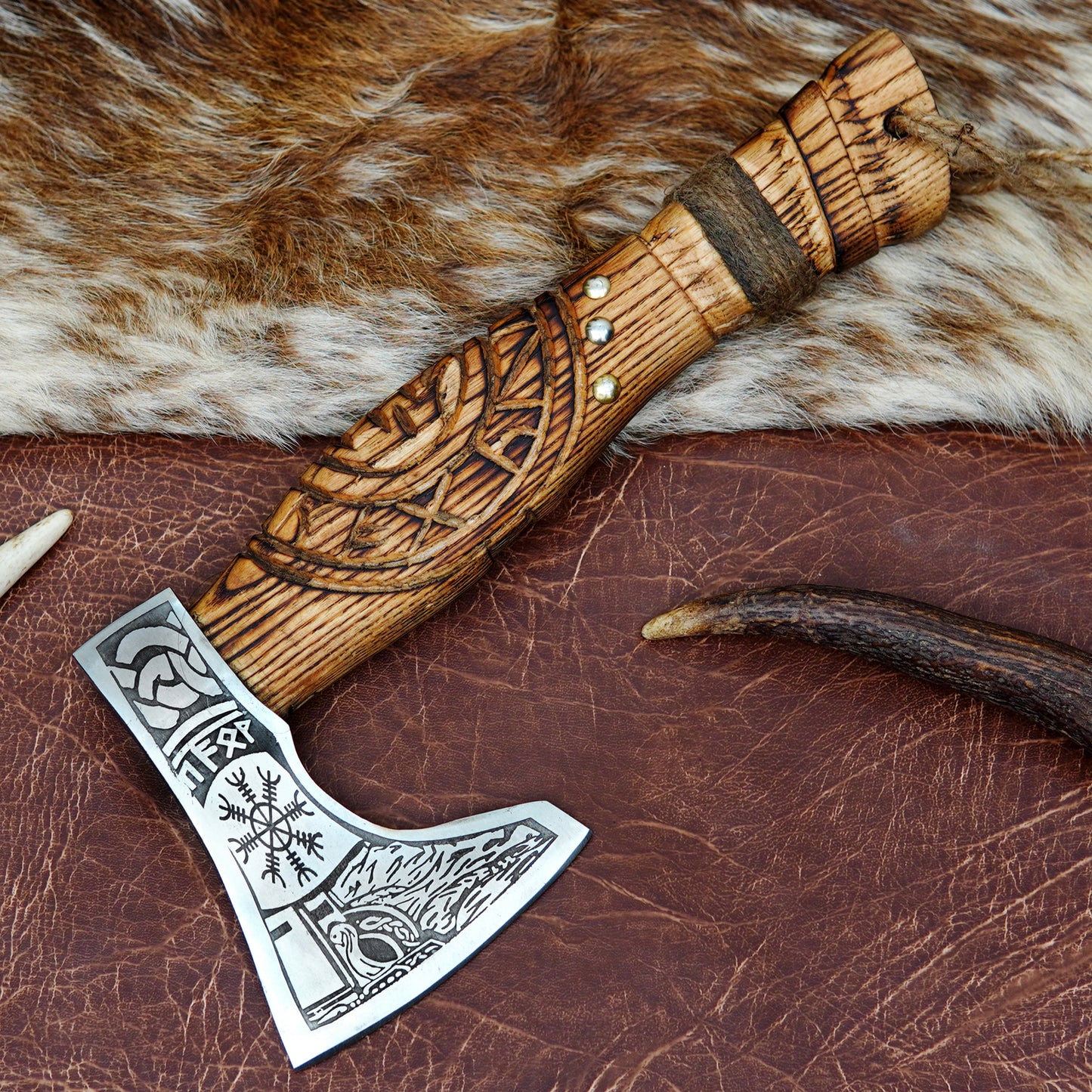 Carbon Steel Outdoor Axe 13” – Custom Camping Axe, Viking Axe, Nordic Axe KHAXE07