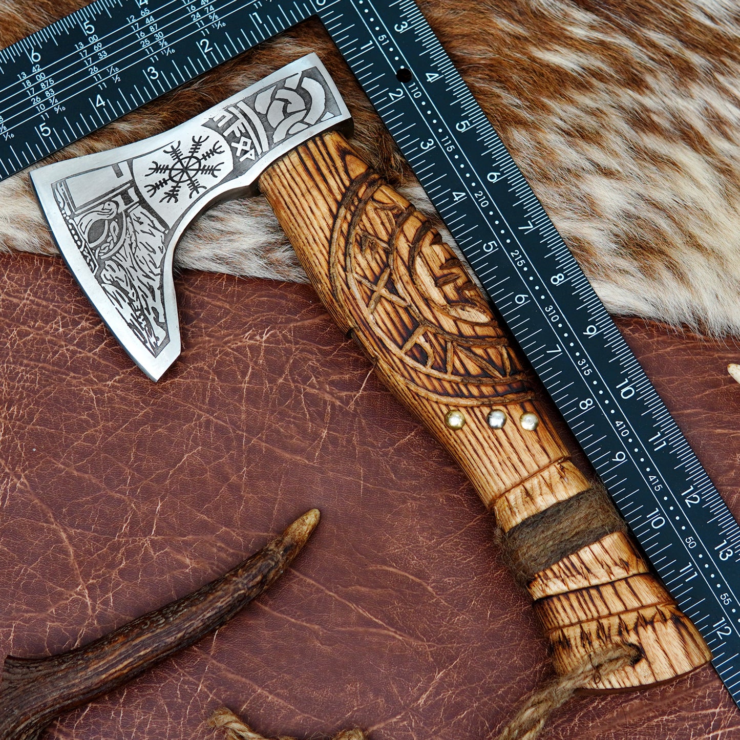 Carbon Steel Outdoor Axe 13” – Custom Camping Axe, Viking Axe, Nordic Axe KHAXE07