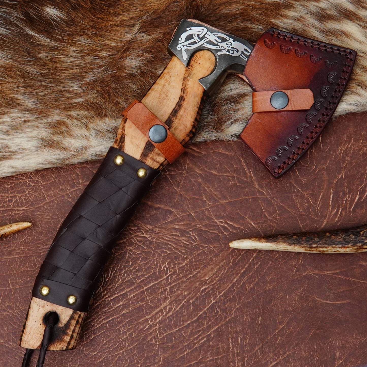 Carbon Steel Outdoor Axe 13” – Custom Camping Axe, Viking Axe, Nordic Axe KHAXE01