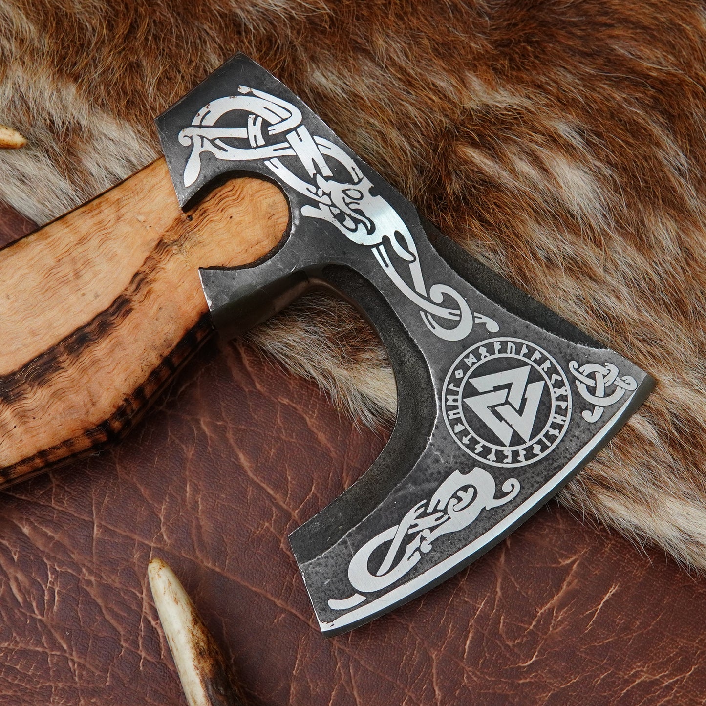 Carbon Steel Outdoor Axe 13” – Custom Camping Axe, Viking Axe, Nordic Axe KHAXE01