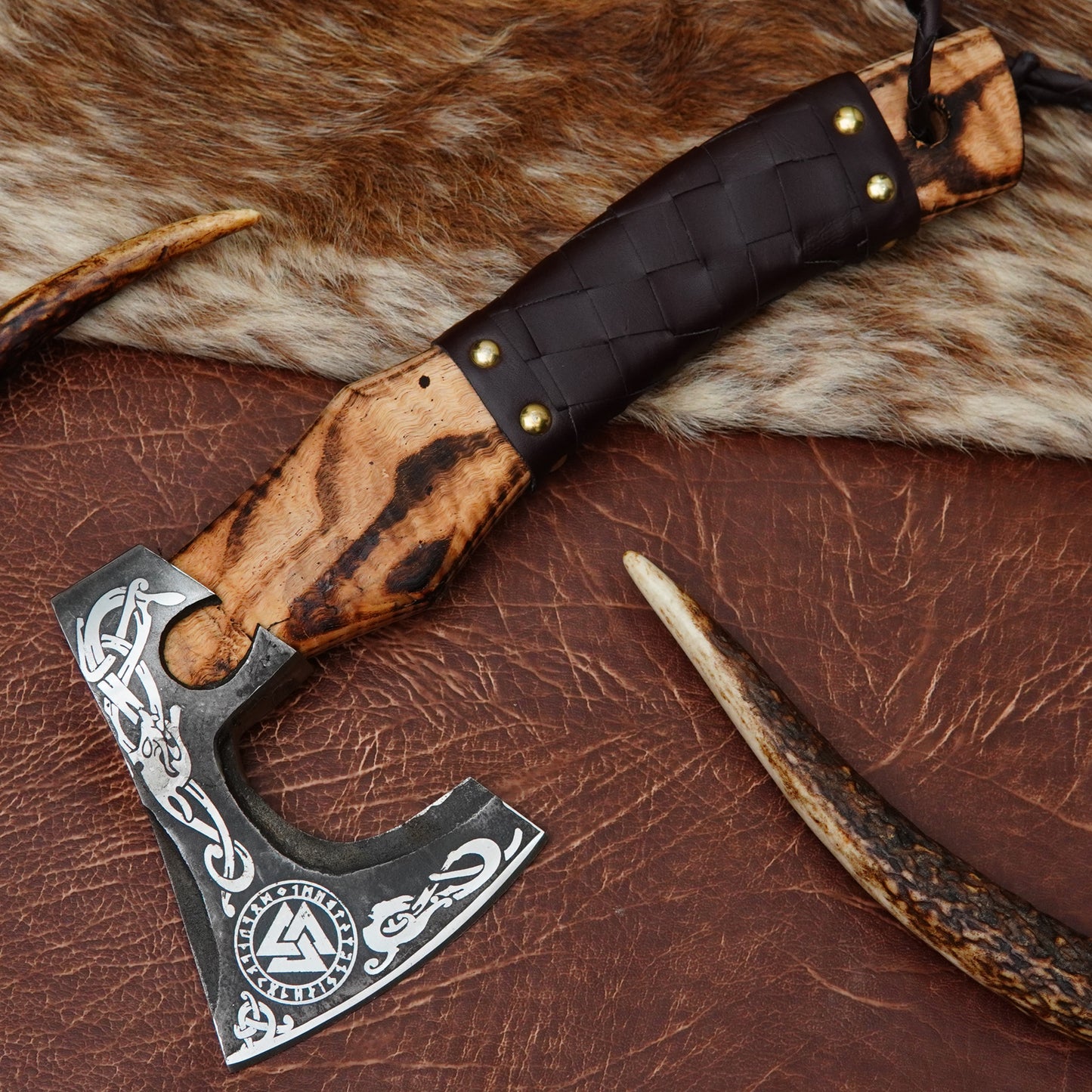 Carbon Steel Outdoor Axe 13” – Custom Camping Axe, Viking Axe, Nordic Axe KHAXE01