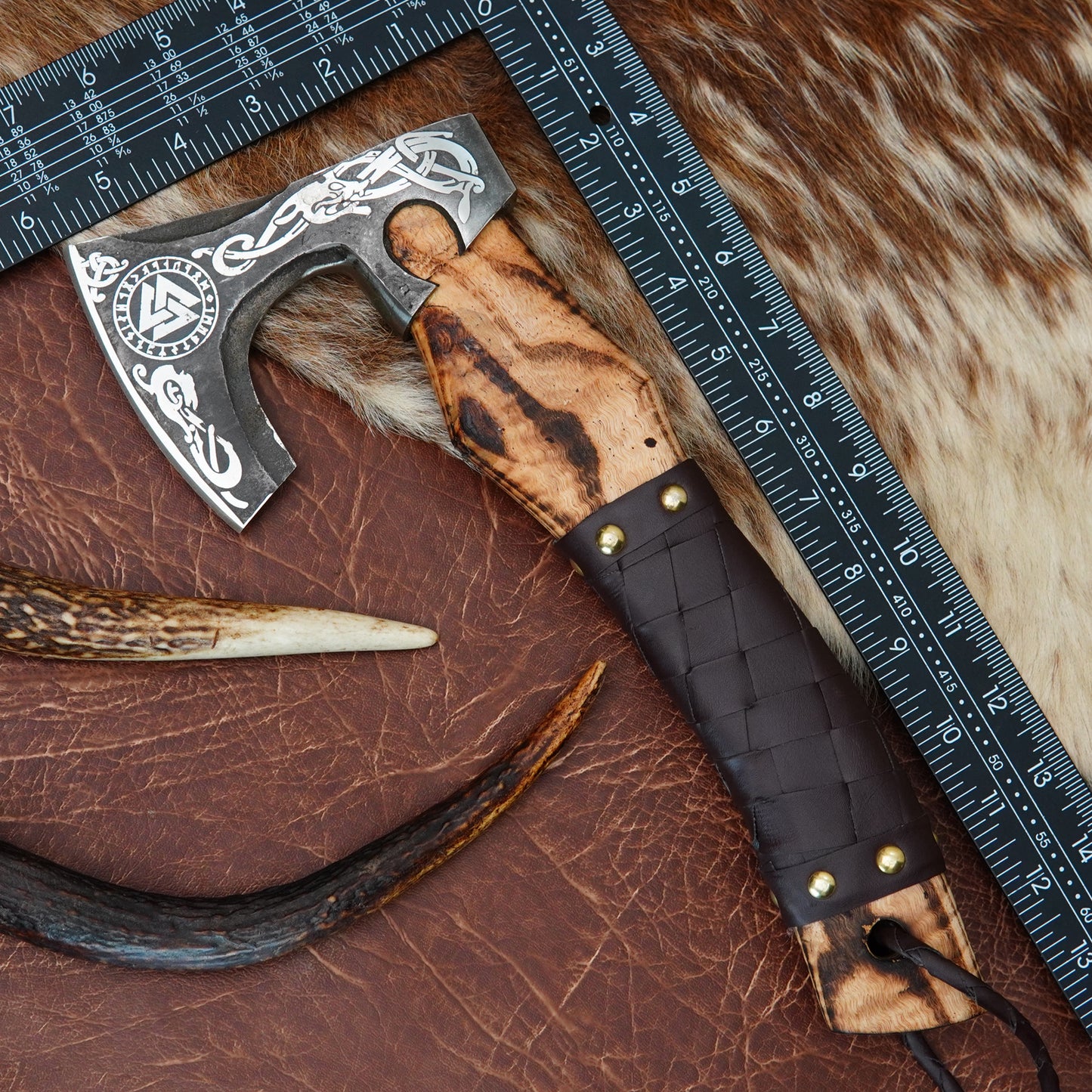 Carbon Steel Outdoor Axe 13” – Custom Camping Axe, Viking Axe, Nordic Axe KHAXE01