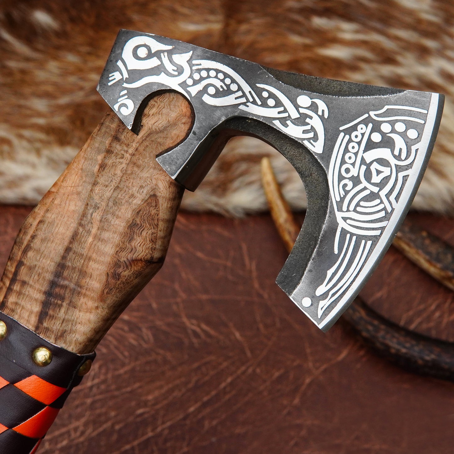 Carbon Steel Outdoor Axe 13” – Custom Camping Axe, Viking Axe, Nordic Axe KHAXE02