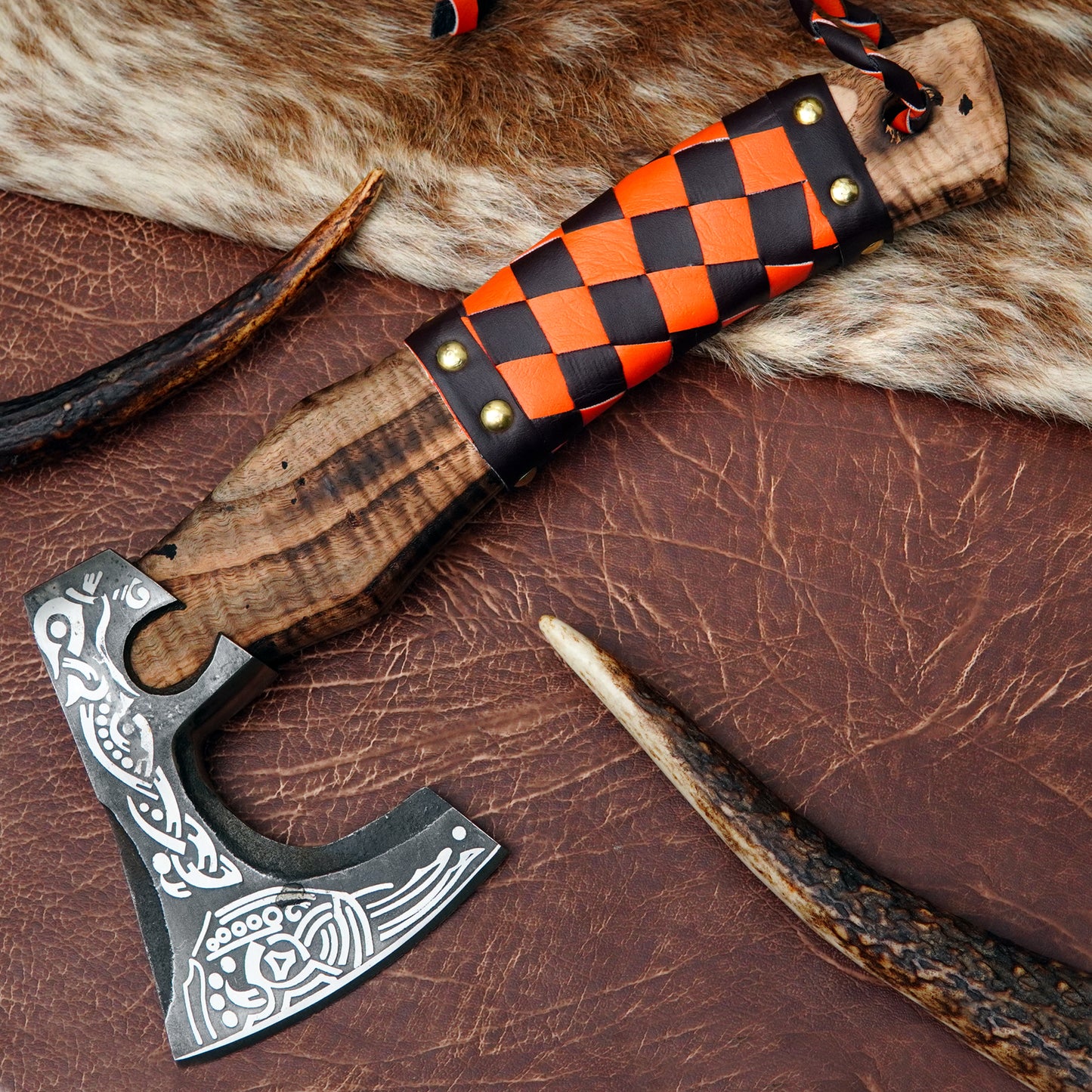 Carbon Steel Outdoor Axe 13” – Custom Camping Axe, Viking Axe, Nordic Axe KHAXE02