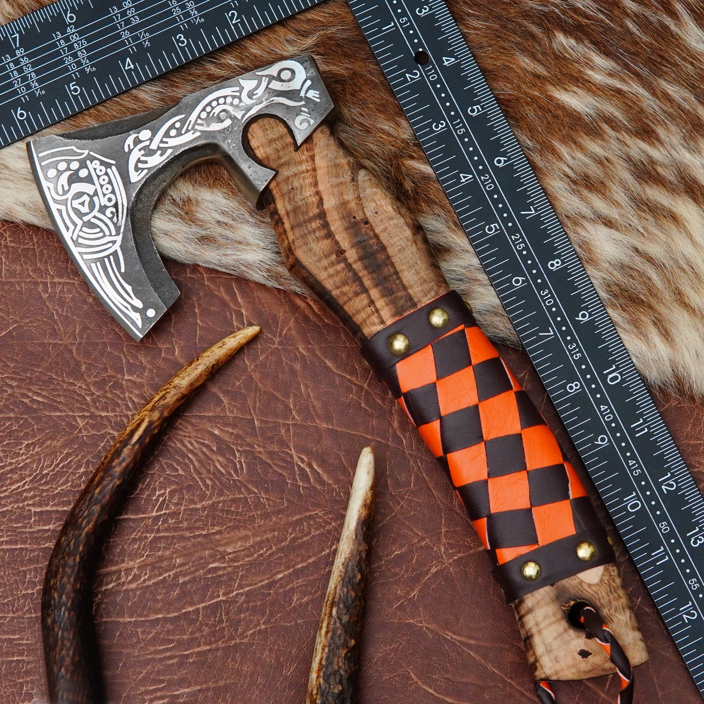 Carbon Steel Outdoor Axe 13” – Custom Camping Axe, Viking Axe, Nordic Axe KHAXE02