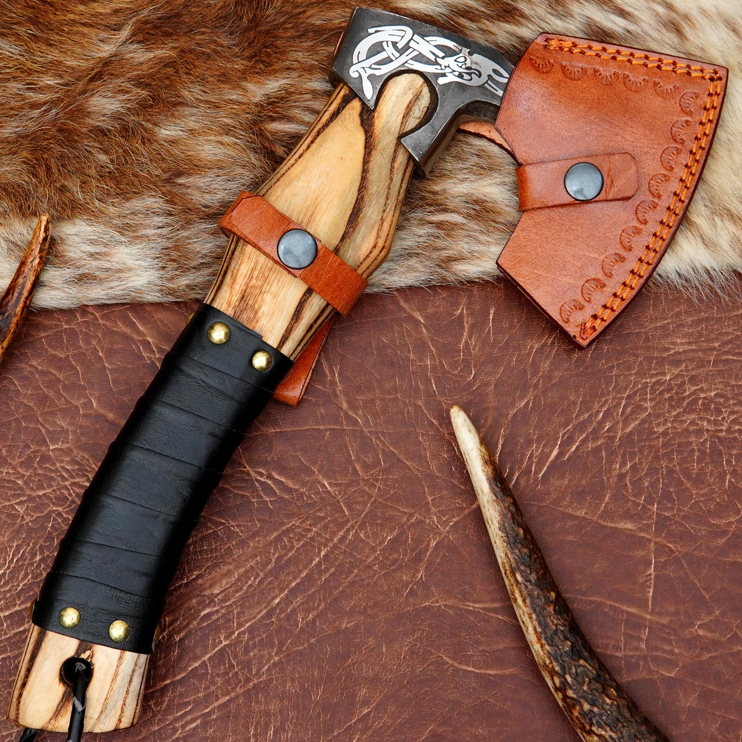 Carbon Steel Outdoor Axe 13” – Custom Camping Axe, Viking Axe, Nordic Axe KHAXE03