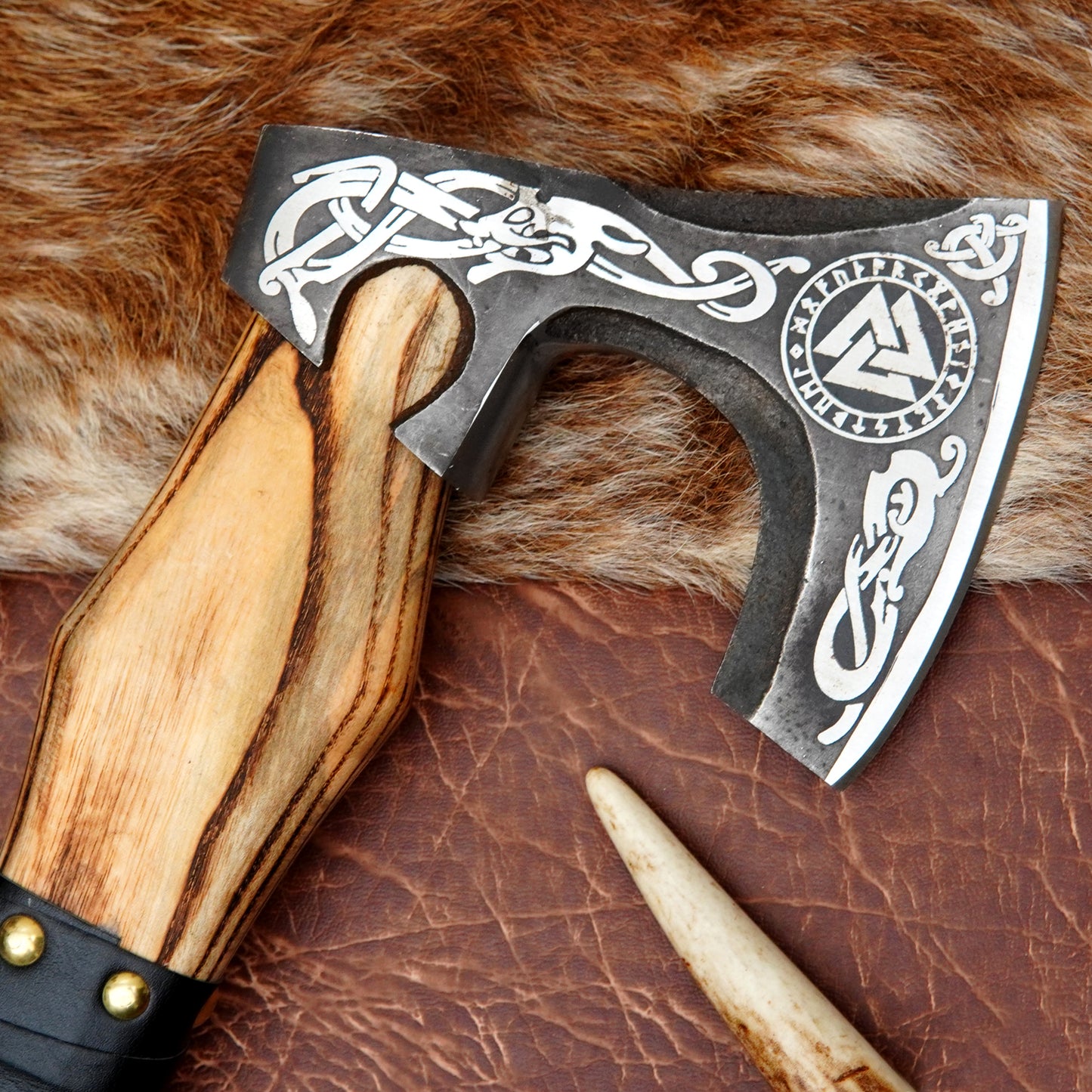 Carbon Steel Outdoor Axe 13” – Custom Camping Axe, Viking Axe, Nordic Axe KHAXE03