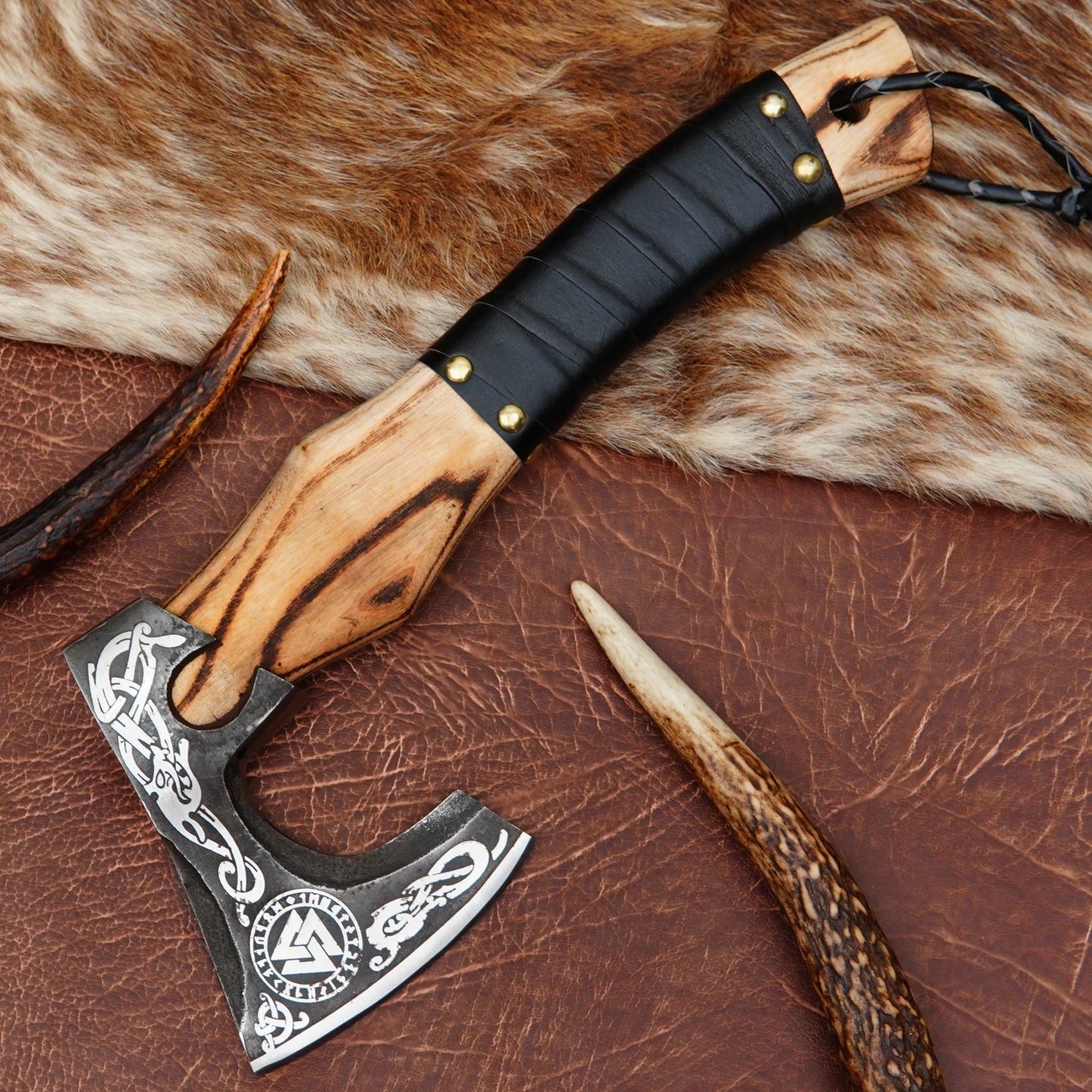 Carbon Steel Outdoor Axe 13” – Custom Camping Axe, Viking Axe, Nordic Axe KHAXE03