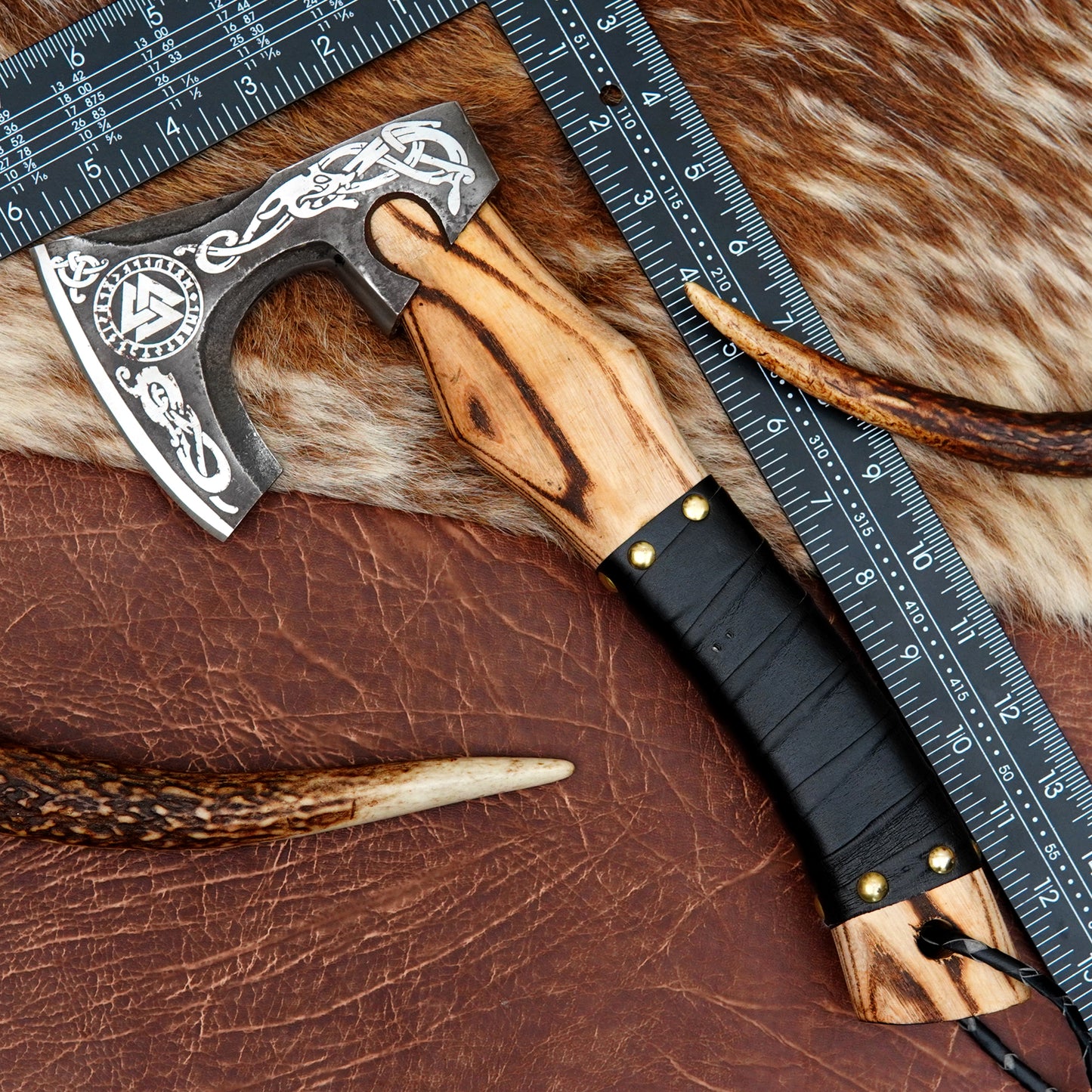 Carbon Steel Outdoor Axe 13” – Custom Camping Axe, Viking Axe, Nordic Axe KHAXE03
