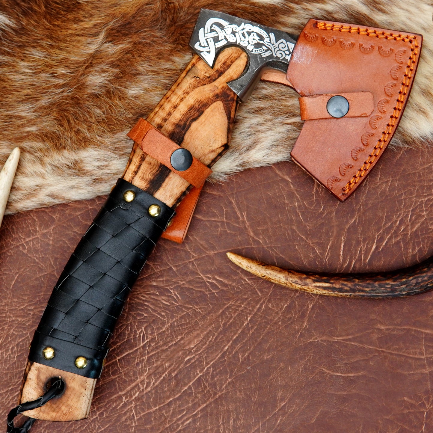 Carbon Steel Outdoor Axe 13” – Custom Camping Axe, Viking Axe, Nordic Axe KHAXE04