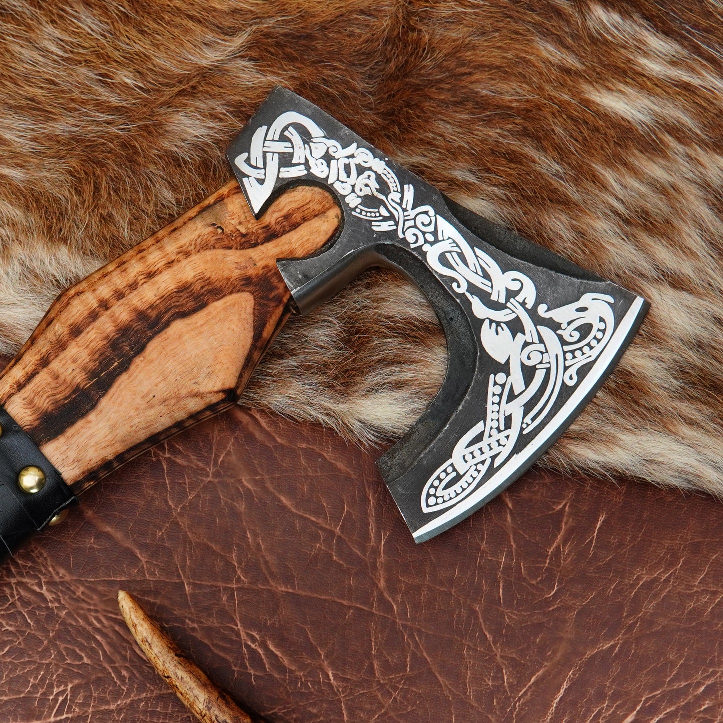 Carbon Steel Outdoor Axe 13” – Custom Camping Axe, Viking Axe, Nordic Axe KHAXE04