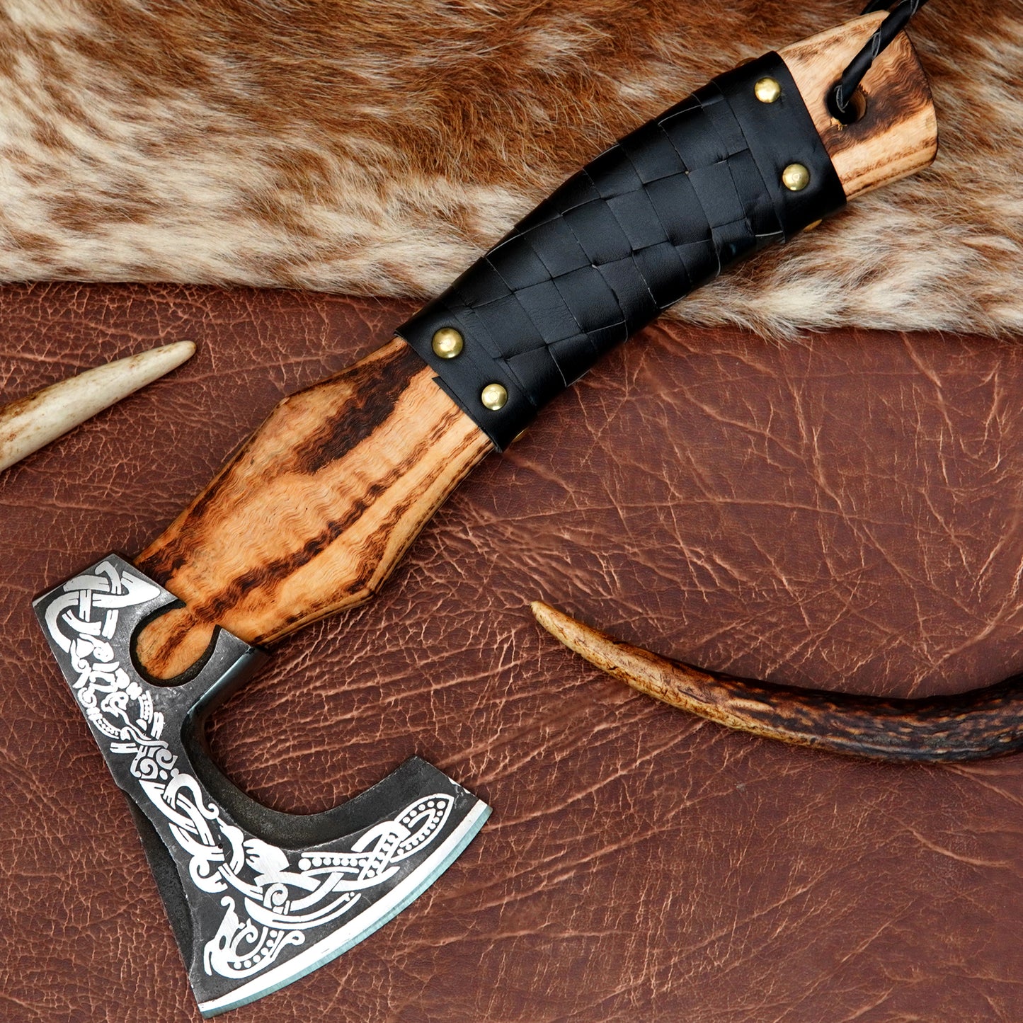 Carbon Steel Outdoor Axe 13” – Custom Camping Axe, Viking Axe, Nordic Axe KHAXE04