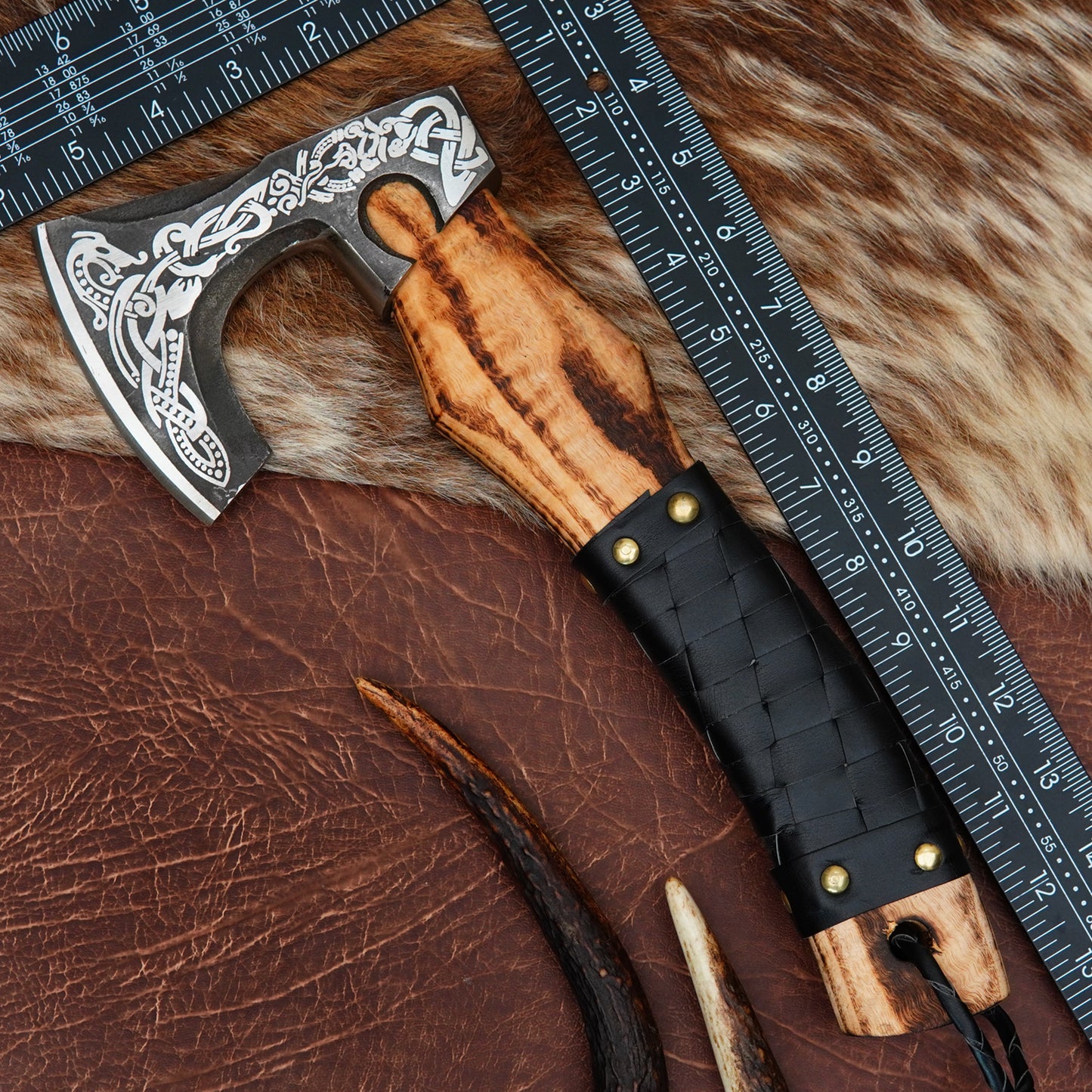 Carbon Steel Outdoor Axe 13” – Custom Camping Axe, Viking Axe, Nordic Axe KHAXE04