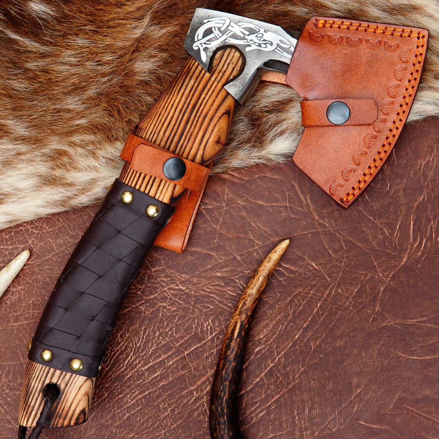 Carbon Steel Outdoor Axe 13” – Custom Camping Axe, Viking Axe, Nordic Axe KHAXE05