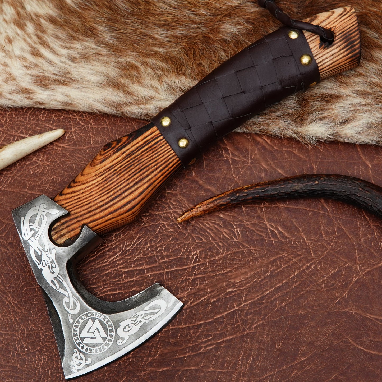Carbon Steel Outdoor Axe 13” – Custom Camping Axe, Viking Axe, Nordic Axe KHAXE05