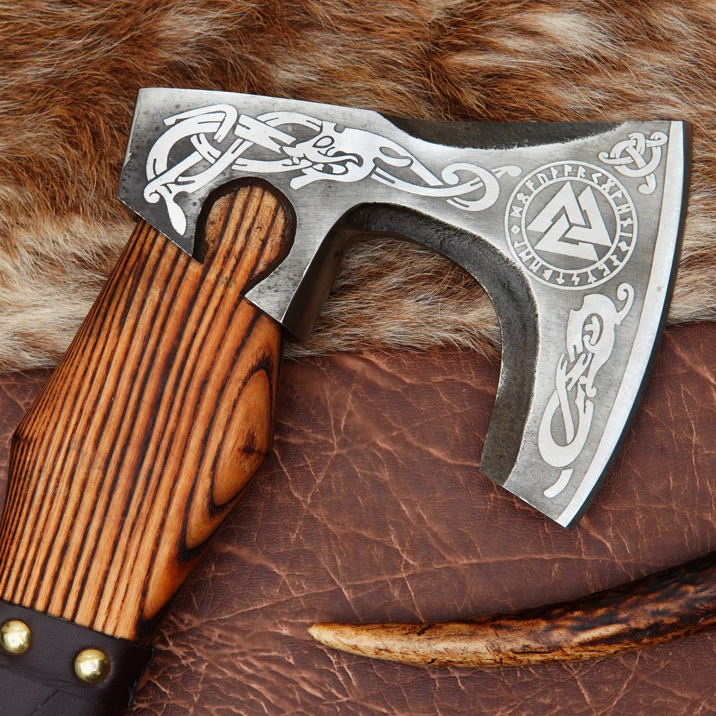 Carbon Steel Outdoor Axe 13” – Custom Camping Axe, Viking Axe, Nordic Axe KHAXE05