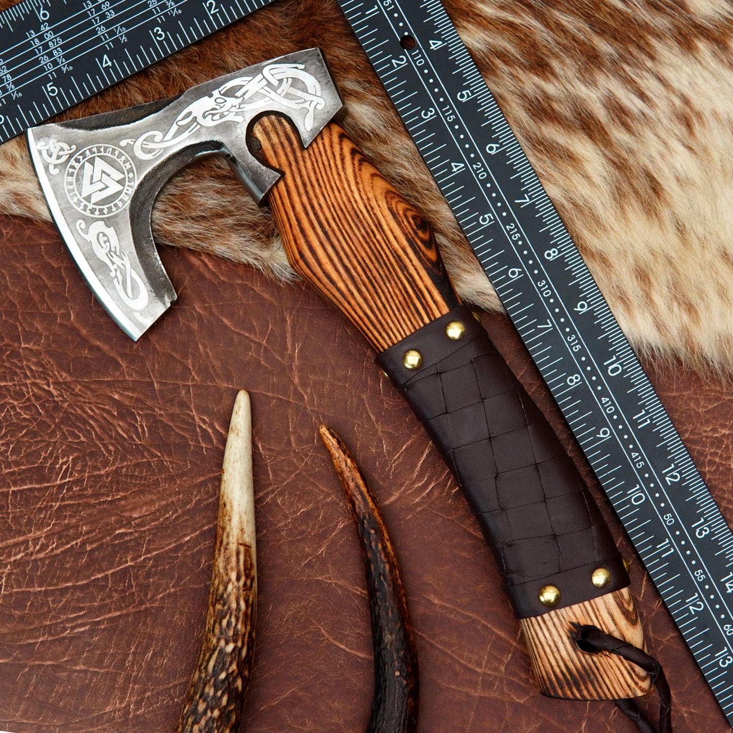 Carbon Steel Outdoor Axe 13” – Custom Camping Axe, Viking Axe, Nordic Axe KHAXE05