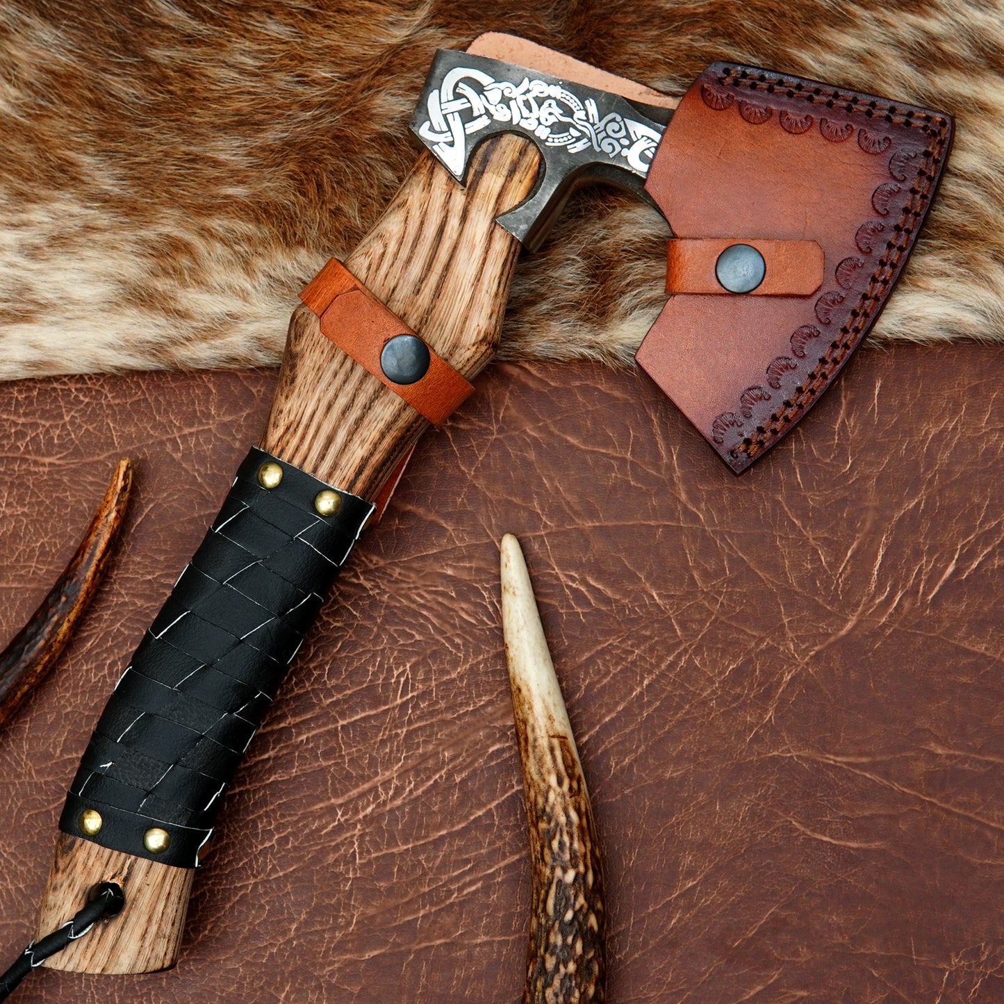 Carbon Steel Outdoor Axe 13” – Custom Camping Axe, Viking Axe, Nordic Axe KHAXE06