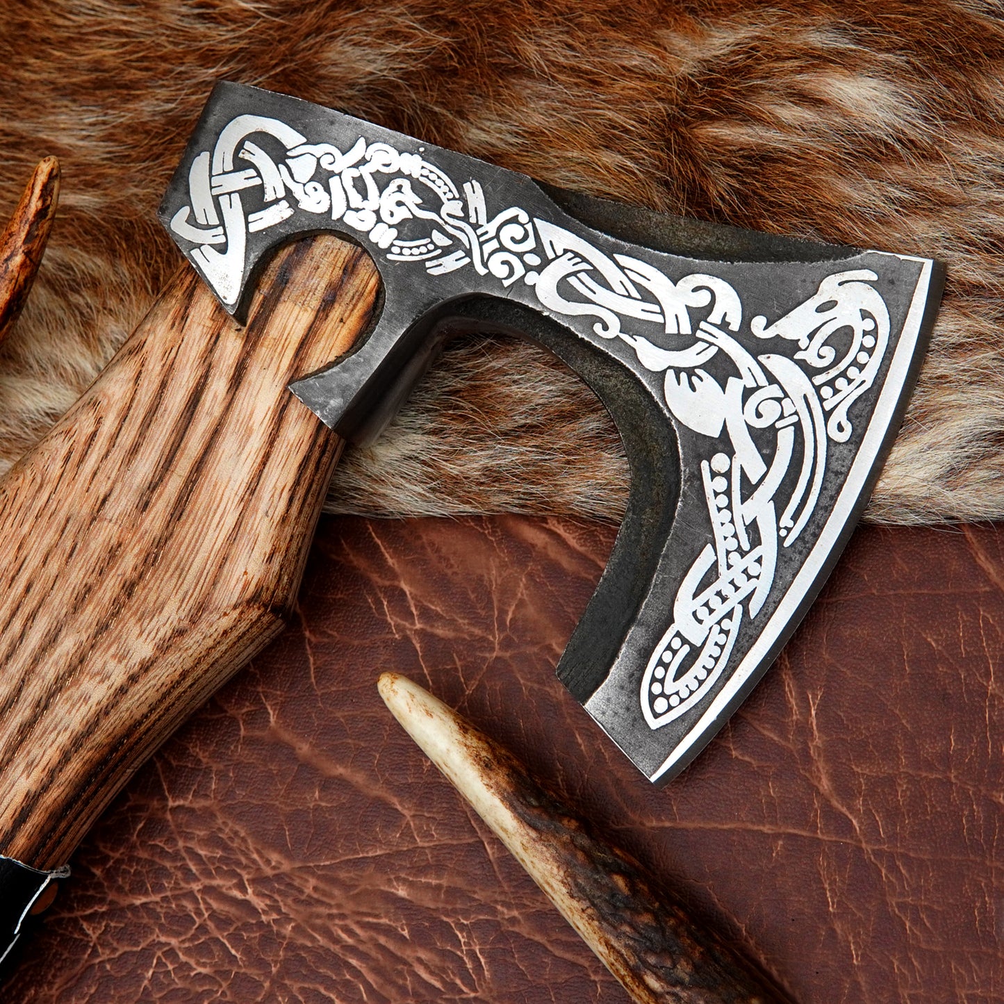 Carbon Steel Outdoor Axe 13” – Custom Camping Axe, Viking Axe, Nordic Axe KHAXE06