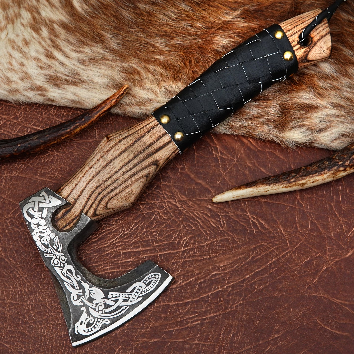 Carbon Steel Outdoor Axe 13” – Custom Camping Axe, Viking Axe, Nordic Axe KHAXE06