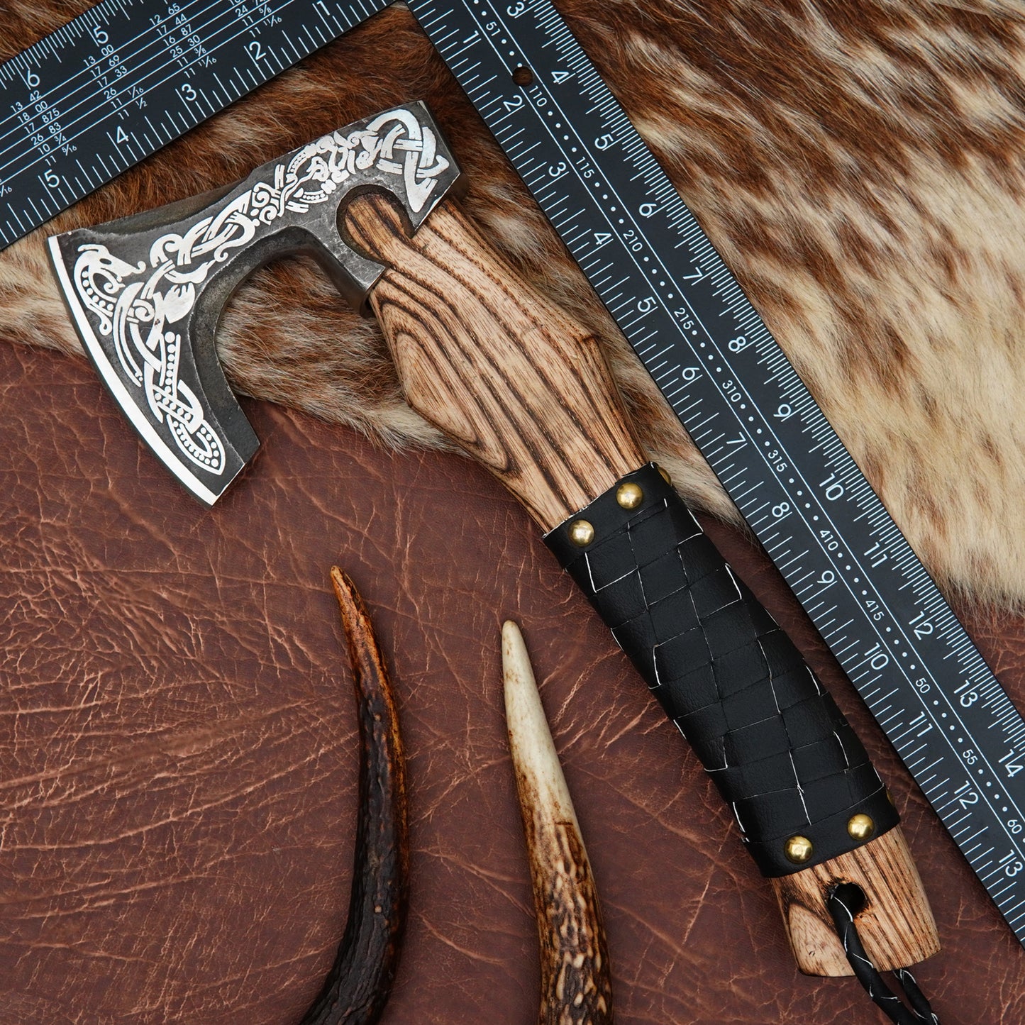 Carbon Steel Outdoor Axe 13” – Custom Camping Axe, Viking Axe, Nordic Axe KHAXE06