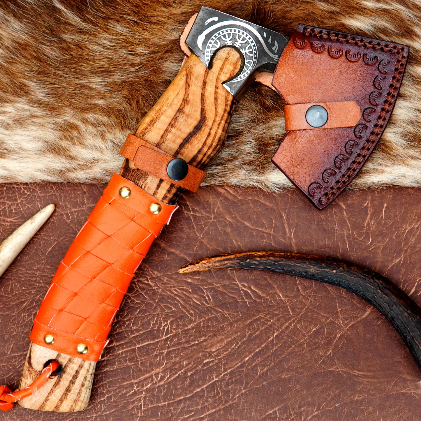 Carbon Steel Outdoor Axe 13” – Custom Camping Axe, Viking Axe, Nordic Axe KHAXE08