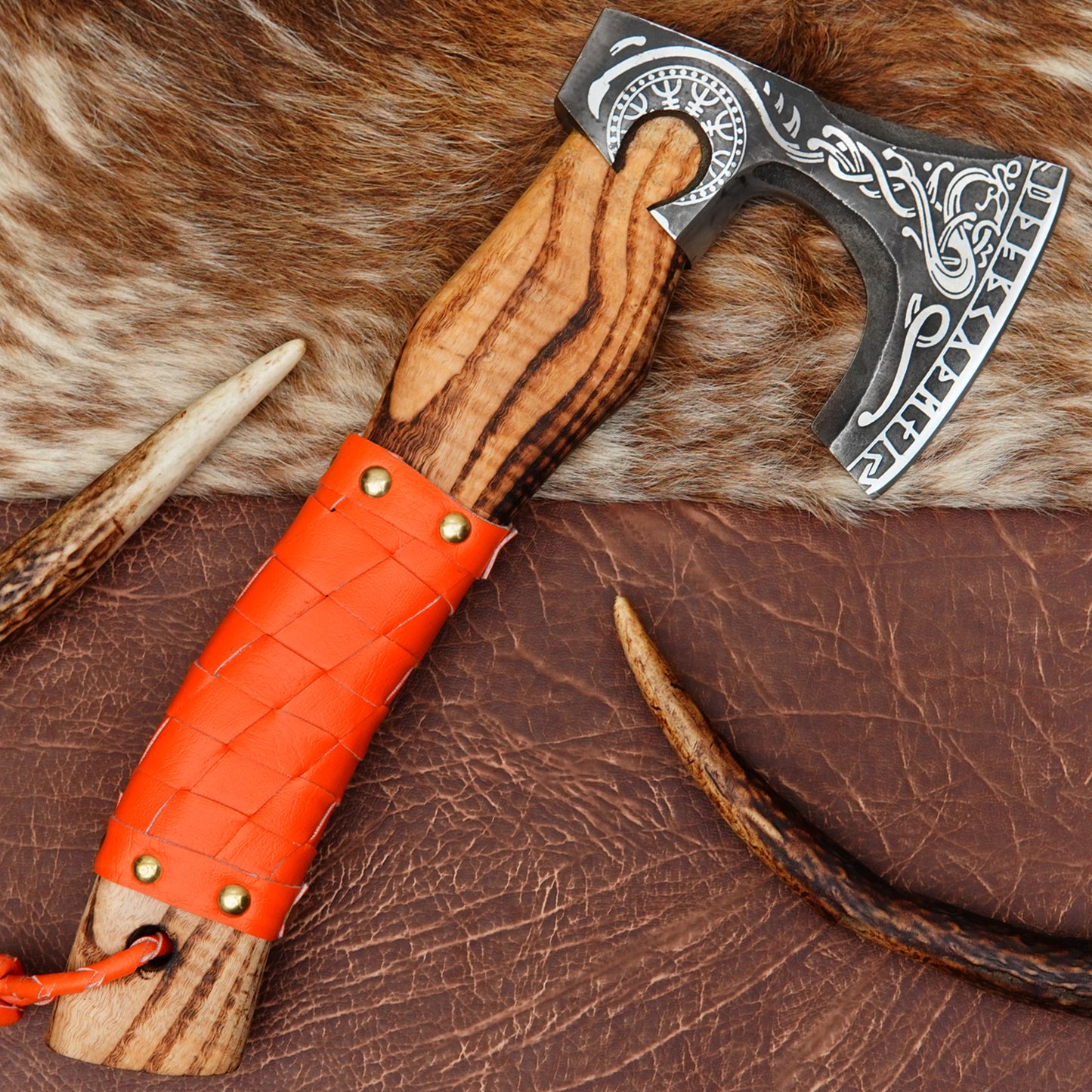 Carbon Steel Outdoor Axe 13” – Custom Camping Axe, Viking Axe, Nordic Axe KHAXE08