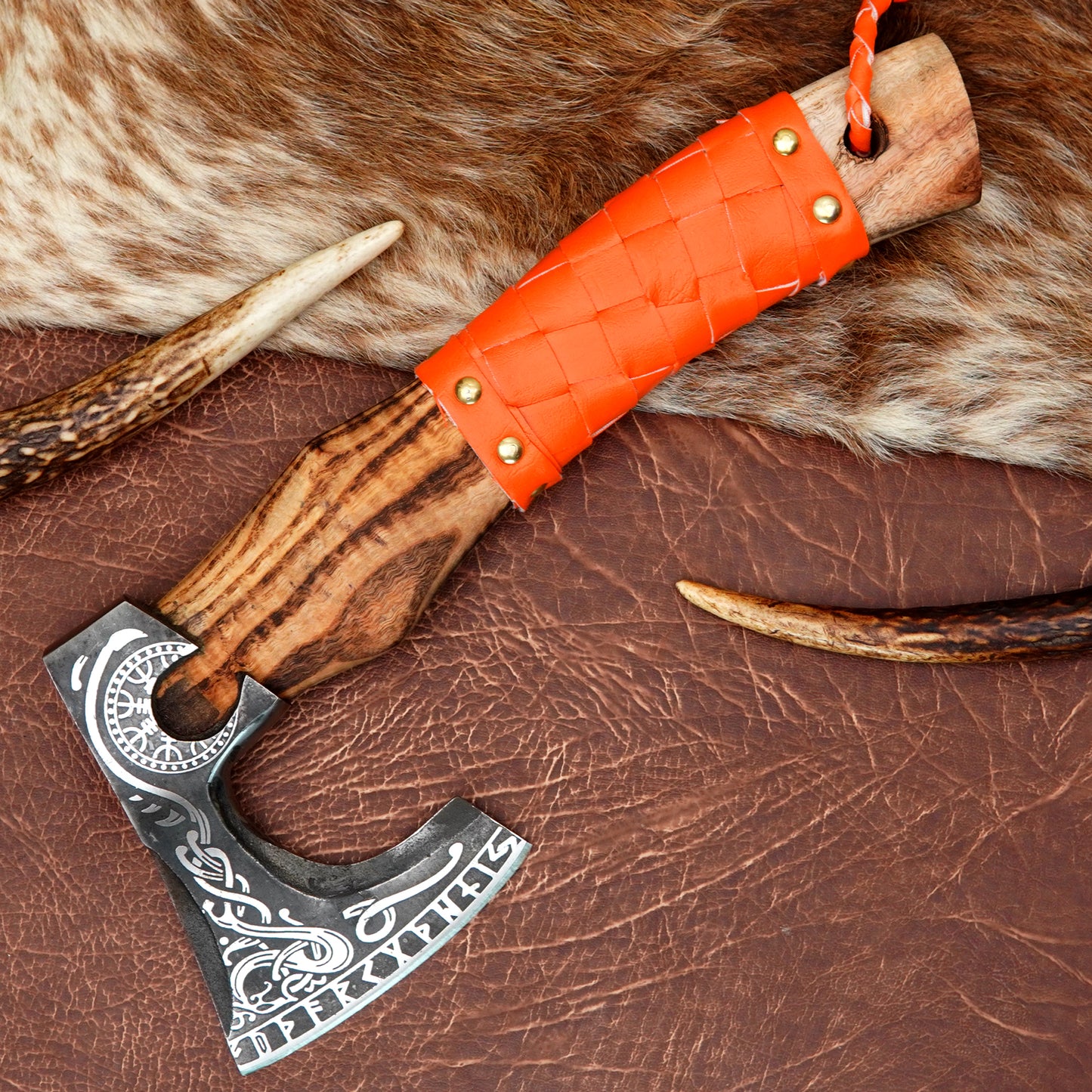 Carbon Steel Outdoor Axe 13” – Custom Camping Axe, Viking Axe, Nordic Axe KHAXE08